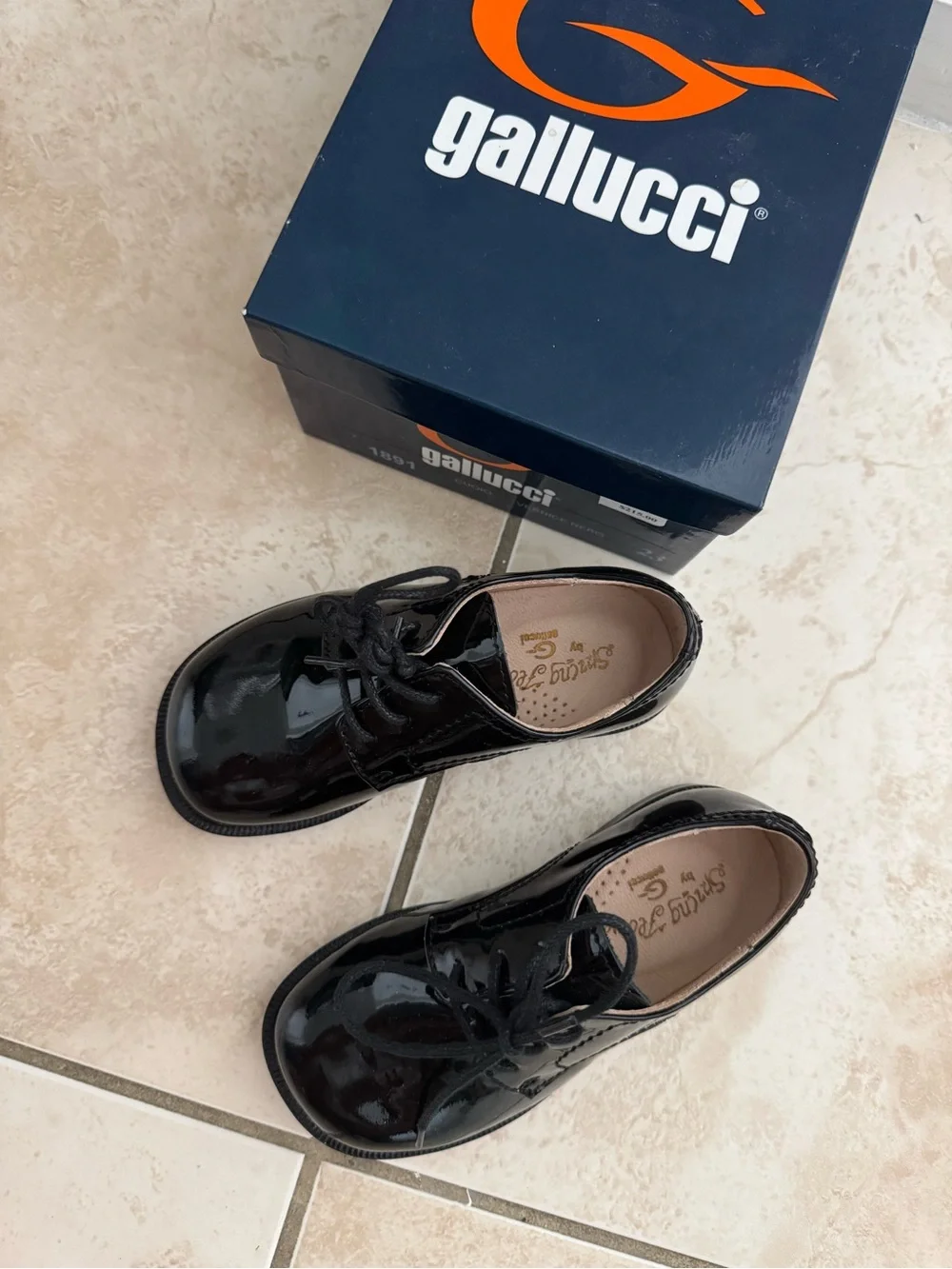 Gallucci Black Patent Leather Derby Dress Shoes EU 23 Toddler 7 NIB
